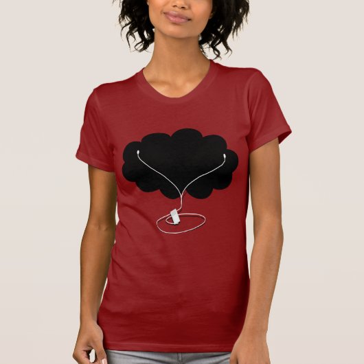 Zwarte wolk met oordopjes t-shirt (Voorkant)
