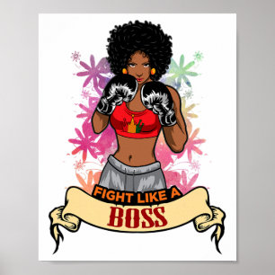 Zwarte Woman Boxing Magic Kickboxing Girl Poster