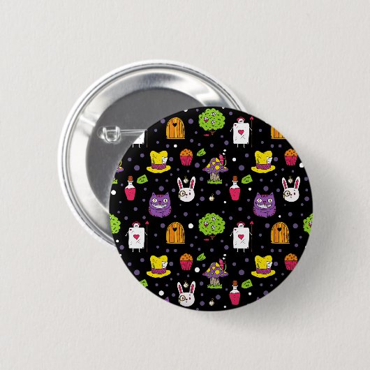 zwarte Wonderland Ronde Button 5,7 Cm (Voorkant /achterkant)