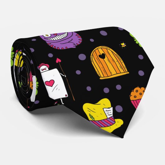 zwarte Wonderland Stropdas (Opgerold)