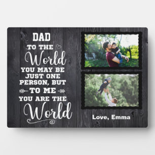 Zwarte Wooden Afbeelding Papa Je bent de wereld Fotoplaat