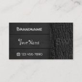 Zwarte Wooden Boards Rustige boomschors met monogr Visitekaartje (Voorkant)