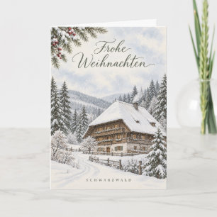 Zwarte Woud Boerderij Aquarel Kerstkaart Feestdagen Kaart