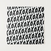 Zwarte XO Valentijnsdag Feest Fotocabine Achtergro Wandkleed (Voorkant)