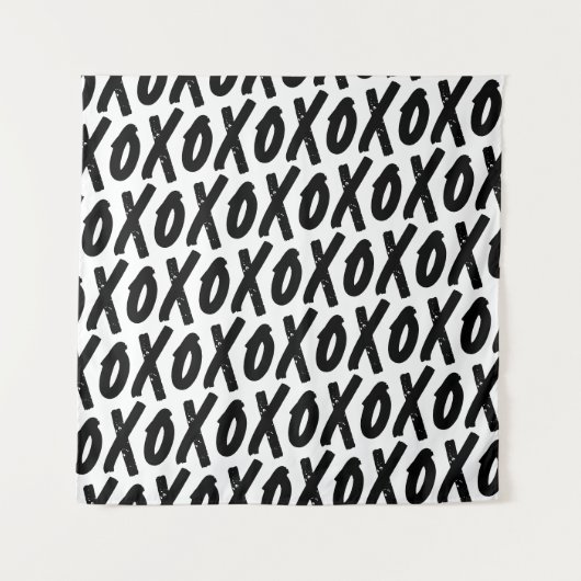 Zwarte XO Valentijnsdag Feest Fotocabine Achtergro Wandkleed (Voorkant)