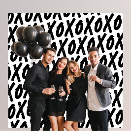 Zwarte XO Valentijnsdag Feest Photobooth Achtergro Wandkleed