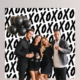Zwarte XO Valentijnsdag Feest Photobooth Achtergro Wandkleed