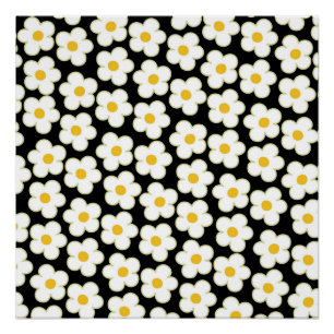 Zwarte Y2K Bold Wildflower Levendige Spring Art Perfect Poster