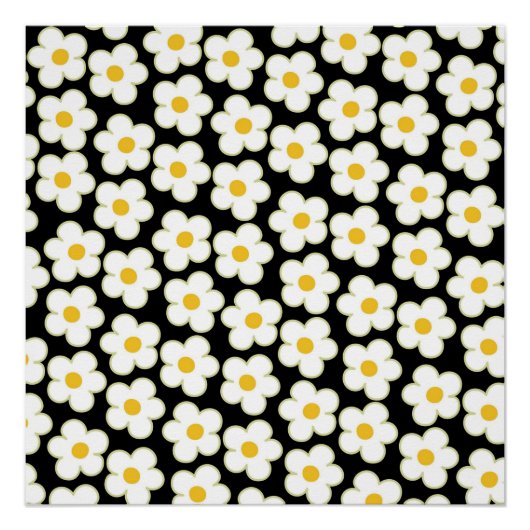 Zwarte Y2K Bold Wildflower Levendige Spring Art Perfect Poster (Voorkant)