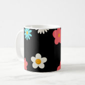 Zwarte Y2K Wildflower Bold Retro Spring Keuken Koffiemok (Voorkant links)