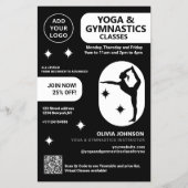 Zwarte Yoga & Gymnastiek instructeur studio lessen Flyer (Achterkant)