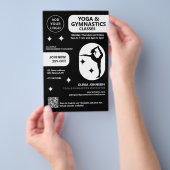 Zwarte Yoga & Gymnastiek instructeur studio lessen Flyer (Hand)