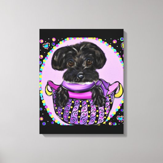 Zwarte Yorkie Poo Canvas Afdruk (Voorkant)