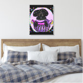 Zwarte Yorkie Poo Canvas Afdruk (Insitu (Slaapkamer))
