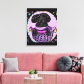 Zwarte Yorkie Poo Canvas Afdruk (Insitu (Woonkamer))