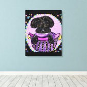 Zwarte Yorkie Poo Canvas Afdruk (Insitu (Houten vloer))