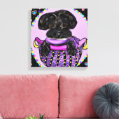 Zwarte Yorkie Poo Canvas Afdruk (Insitu (Woonkamer))