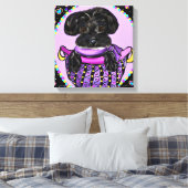 Zwarte Yorkie Poo Canvas Afdruk (Insitu (Slaapkamer))