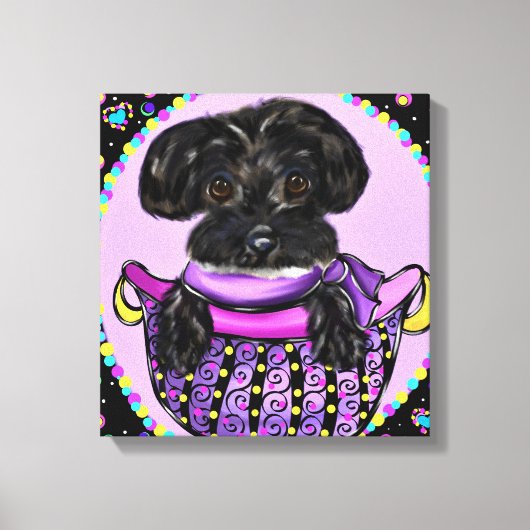 Zwarte Yorkie Poo Canvas Afdruk (Voorkant)