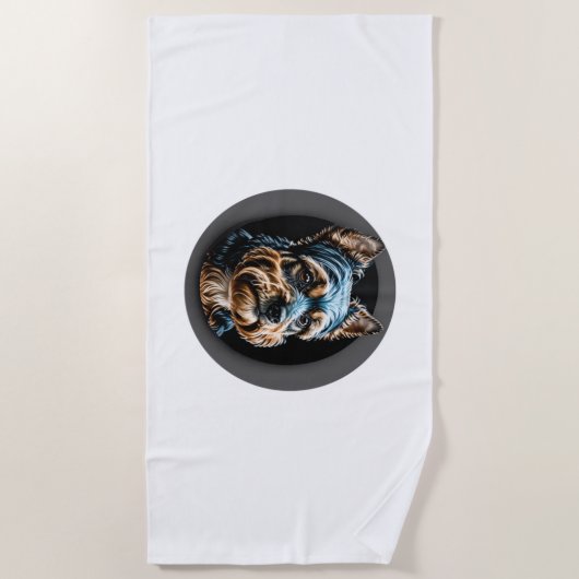 zwarte yorkshire terriër strandlaken (Voorkant)