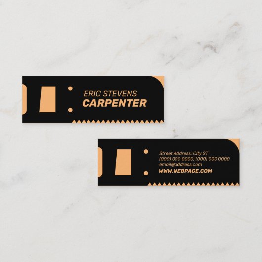 Zwarte zaagvorm lijst mini visitekaartje (Voorkant / Achterkant)