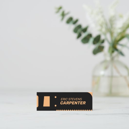 Zwarte zaagvorm lijst mini visitekaartje (Staand voorkant)