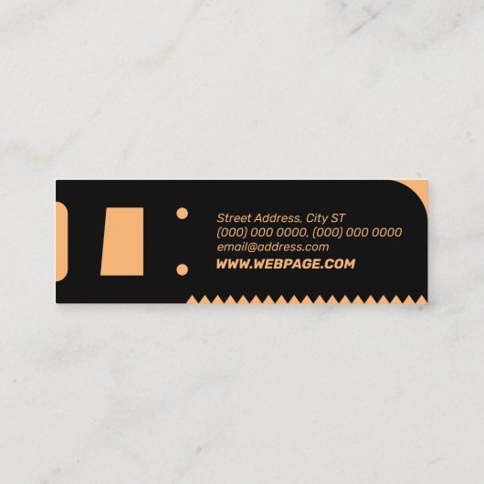 Zwarte zaagvorm lijst mini visitekaartje (Achterkant)