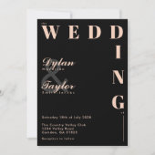 Zwarte Zachte Perzik Typografie Script Trouwdag Kaart (Voorkant)