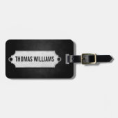 zwarte zachte textuur met metaal label bagagelabel (Voorkant horizontaal)