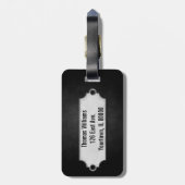 zwarte zachte textuur met metaal label bagagelabel (Achterkant verticaal)
