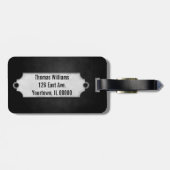 zwarte zachte textuur met metaal label bagagelabel (Achterkant horizontaal)