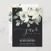 ZWARTE ZACK SOFT IVORY WHITE FLORAL BUNCH BEWAREN  AANKONDIGINGSKAART (Voorkant / Achterkant)