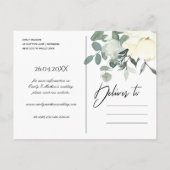 ZWARTE ZACK SOFT IVORY WHITE FLORAL BUNCH BEWAREN  AANKONDIGINGSKAART (Achterkant)