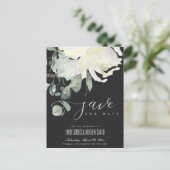 ZWARTE ZACK SOFT IVORY WHITE FLORAL BUNCH BEWAREN  AANKONDIGINGSKAART (Staand voorkant)