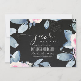 ZWARTE ZACK ZWART BLAUW WATERVERF LIJST SAVE THE DATE