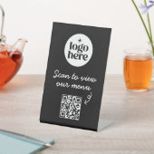 Zwarte Zakelijk Logo Menu QR Code Reclamebord Met Voetstuk (Insitu)