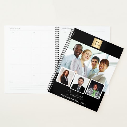 Zwarte zakelijke logo fotocollage 2026 planner (Display)