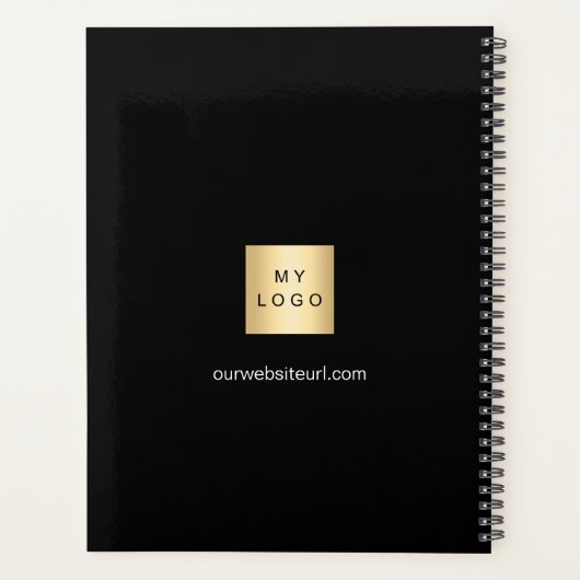 Zwarte zakelijke logo fotocollage 2026 planner (Achterkant)