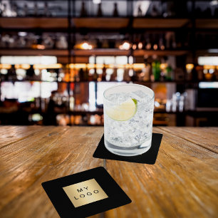 Zwarte zakelijke logo kartonnen onderzetters