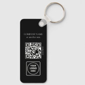 Zwarte Zakelijke Logo QR Code Horizontale Sleutelh Sleutelhanger (Achterkant)
