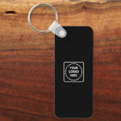 Zwarte Zakelijke Logo QR Code Horizontale Sleutelh Sleutelhanger (Voorkant)