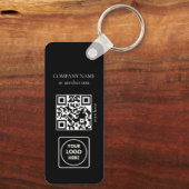 Zwarte Zakelijke Logo QR Code Horizontale Sleutelh Sleutelhanger (Achterkant)