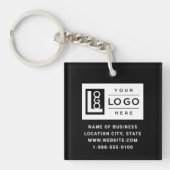 Zwarte Zakelijke Logo QR-Code met Merkidentiteit Sleutelhanger (Voorkant)