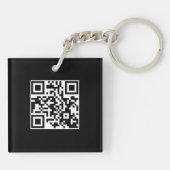 Zwarte Zakelijke Logo QR-Code met Merkidentiteit Sleutelhanger (Achterkant)
