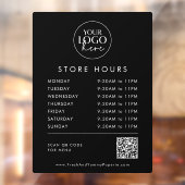 Zwarte Zakelijke Logo QR Code Openingstijden Raamsticker (Vel 2)