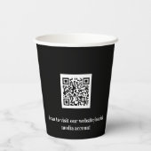 Zwarte zakelijke logo qr code papieren bekers (Achterkant)
