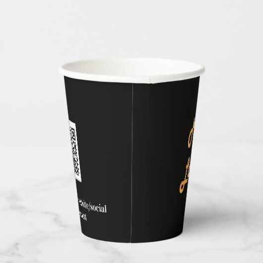 Zwarte zakelijke logo qr code papieren bekers (Rechts)