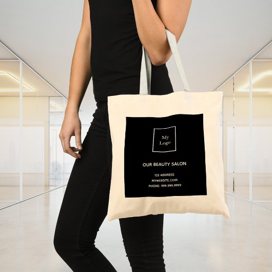 Zwarte zakelijke logo tote bag