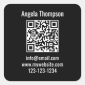 Zwarte zakelijke QR-code aangepast Vierkante Sticker (Voorkant)