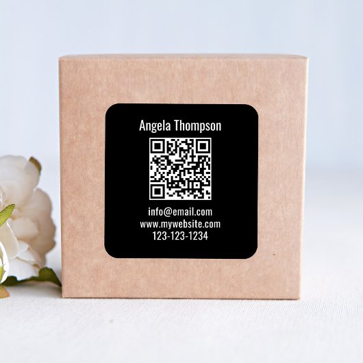 Zwarte zakelijke QR-code aangepast Vierkante Sticker